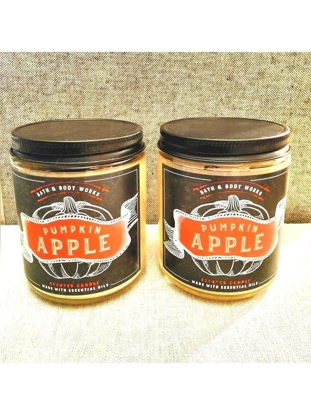 2 PUMPKIN APPLE SINGLE WICK CANDLES by Bath and Body Works BRAND NEW!